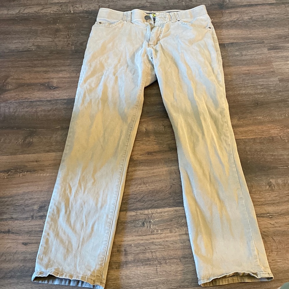 Mens lee extreme motion tan khaki pants jeans dress casual straight fit tapered